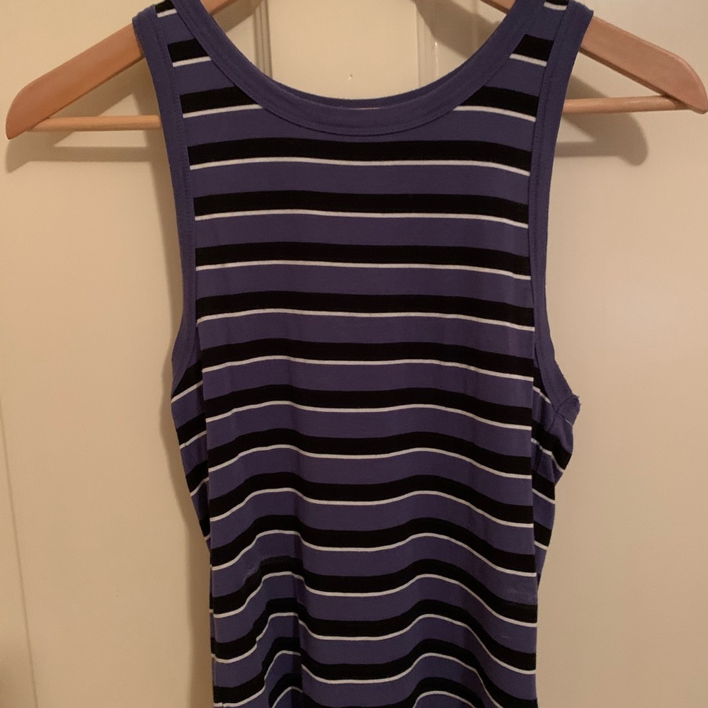 American Eagle blue and black striped tank
